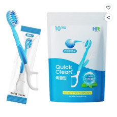 퀵클린! 일회용 칫솔로 물 없이 어디서나 간편하고 상쾌하게!