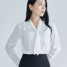 고리 타이 블라우스