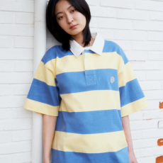 스트라이프 반소매 럭비 셔츠