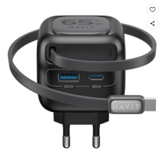 HAVIT PD 65W 내장 USB C타입 초고속 충전기 릴케이블 UC253