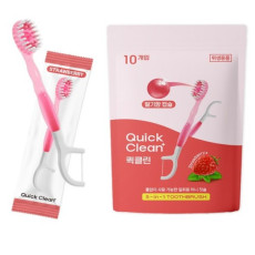 퀵클린! 일회용 칫솔로 물 없이 어디서나 간편하고 상쾌하게!(딸기)